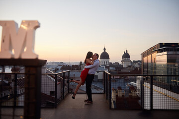 Young couple in love hug each other  Concept for valentine day