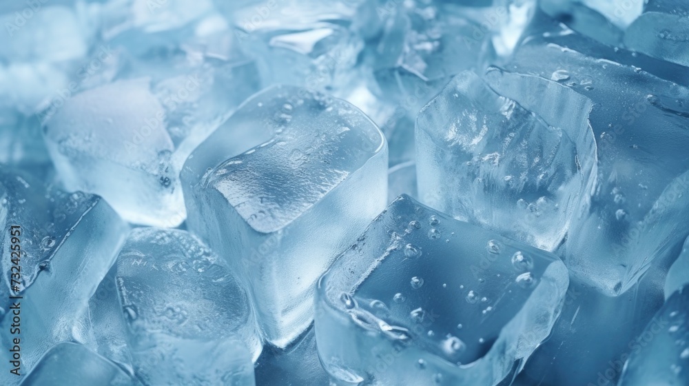 Poster A pile of ice cubes stacked on top of each other. Versatile image for various uses