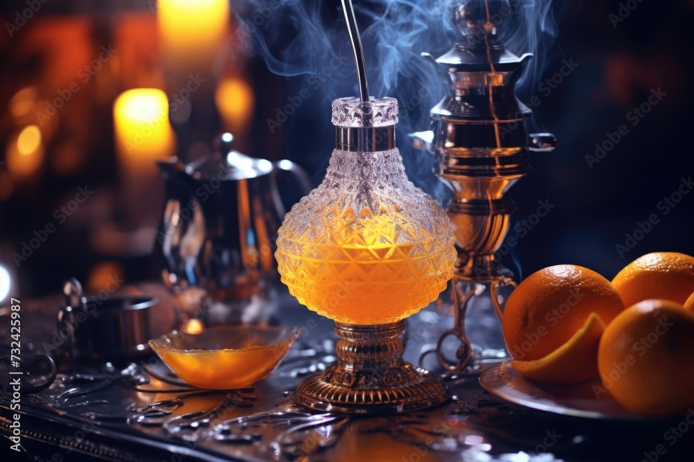 Poster a glass vase containing a liquid. versatile image suitable for various uses