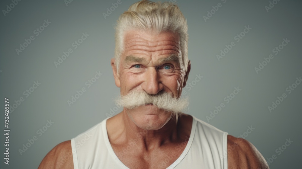 Poster a picture of a man with a moustache. can be used for various purposes