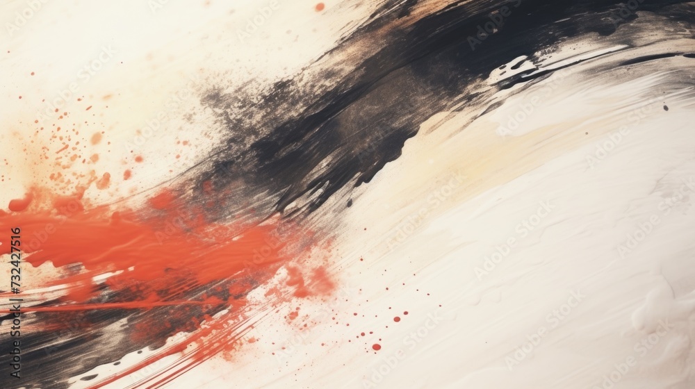 Poster a vibrant painting featuring bold red and black brush strokes. perfect for adding a pop of color and