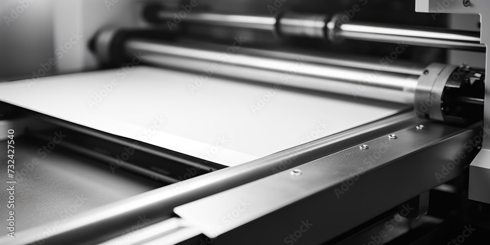 Aufkleber A close-up view of a machine with a sheet of paper on it. This image can be used for various purposes