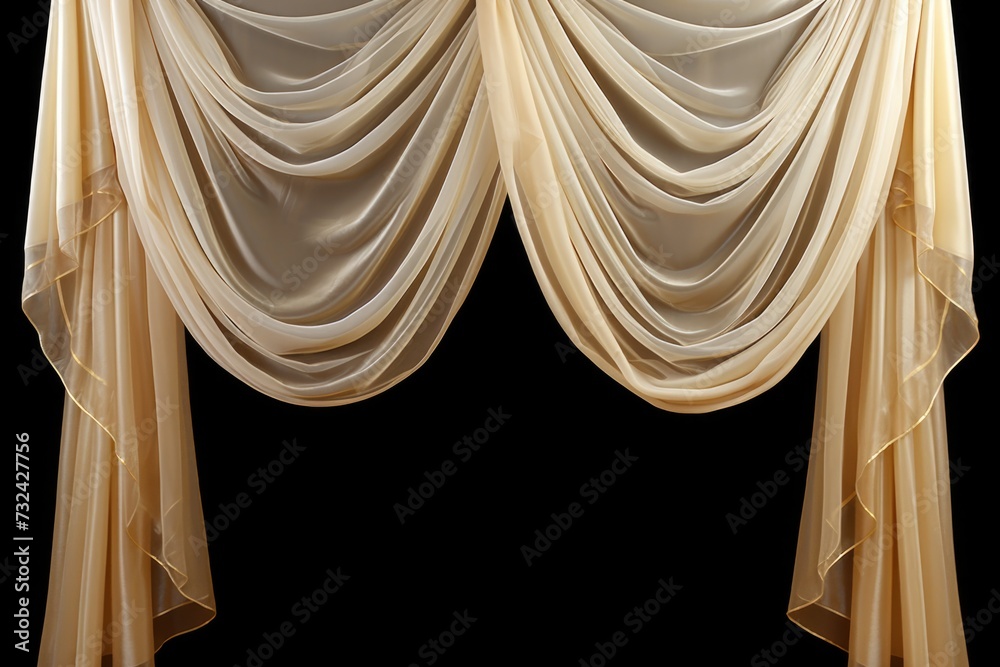Aufkleber a curtain with sheers hanging from its sides. can be used to create an elegant and airy atmosphere