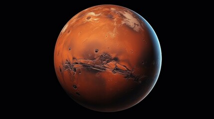 A striking image of a red planet against a dark black background. Perfect for science fiction or space-themed projects