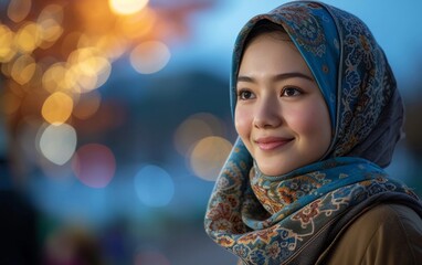 Woman Wearing Headscarf and Scarf