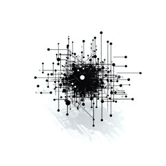Abstract Network Complexity Illustration.  A conceptual image of a complex network, ideal for depicting connectivity, data analysis, and technological systems in a modern design.