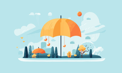 Monsoon Season vector flat minimalistic isolated vector style illustration