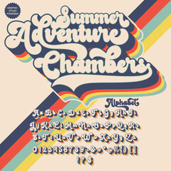 Color effect Summer Adventure vintage groovy retro bold Font template