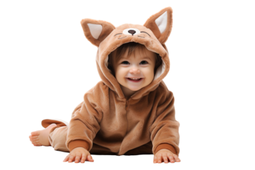 Portrait of a happy kid smiling and laughing, isolated on transparent background