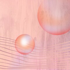 Futuristic, abstract, space background in violet-orange colors. The digital illustration is ideal for photo wallpapers, banners, social networks and websites in orange and purple.