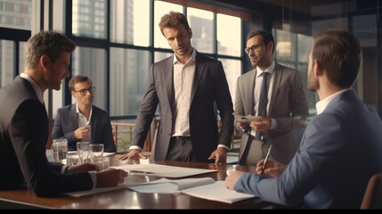 Fototapeta premium business team of businessmen having discussion about a project, business discussion