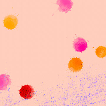 Colorful fun border design with  paint splash pattern framing cream background