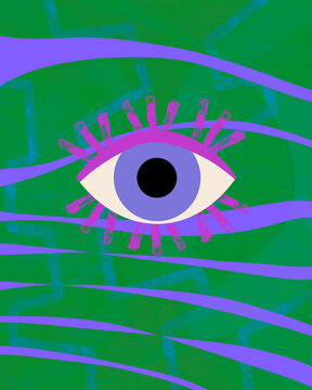 Eye illustration on vibrant background