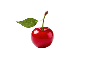Delicious red cherry photographed closeup isolated on a Transparent background. Generative AI