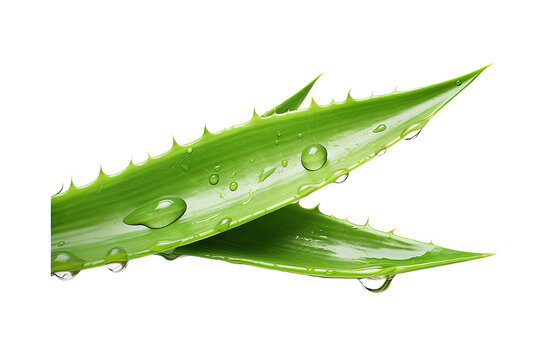 Fresh aloe vera leaves isolated on a Transparent background. Generative AI