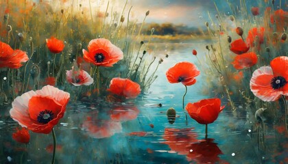 Obraz premium poppies in the water