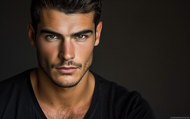 Obraz premium Close Up of a Person Wearing a Black Shirt