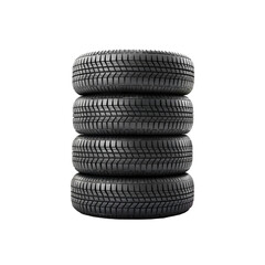 Fototapeta na wymiar Stack of tires isolated on white, png file of isolated cutout on transparent background