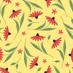 Vector seamless pattern with flowers