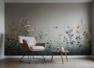 Modern Room with watercolor paining on wall