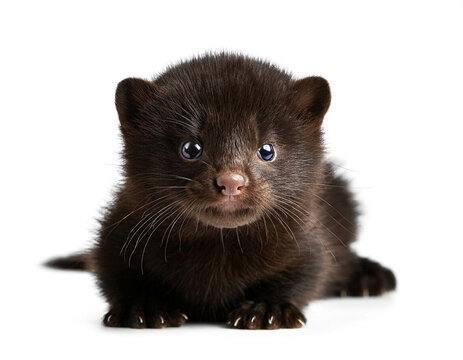 Nerz baby isoliert auf wei&szlig;en Hintergrund, Freisteller