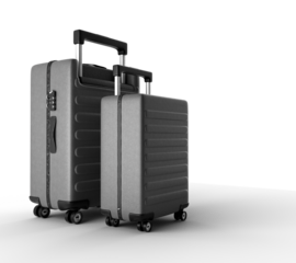  suitcase with wheels and handle on a transparent background side view