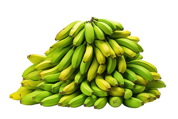 A bunch of green bananas with a clipping path. Cutout. isolated on a Transparent background. Generative AI