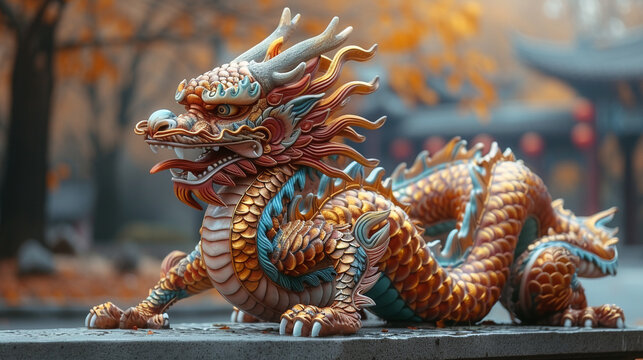 Traditional 3d chinese dragon illustration, chinese new year celebrations