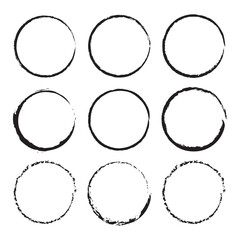 Vector Grunge Circle . Grunge Circle Element for your Design . Rubber Stamp Texture . Distress Border Frame isolated on white background in eps 10.
