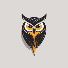 Obraz premium Pen pencil and owl iconic concept logo design vector