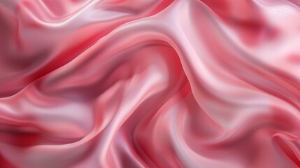 Fototapeta premium Abstract banner with a satin fabric texture. Crumpled pink silk fabric background.