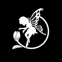 black and white butterfly.beautiful fairy with magic wind.A modern logo design with negative space forming a hidden bird, representing freedom and perspective.A Fairy Floating Under the Water .