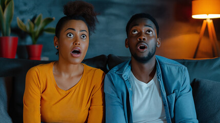 Couple watching a movie together at home