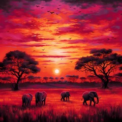 Fototapeta na wymiar Serene African Sunset