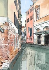 Venice landscape with canal