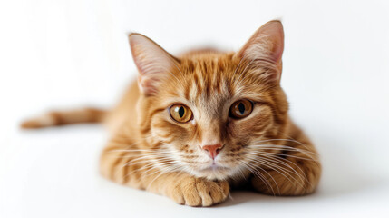 Obraz premium Sun-Kissed Curiosity: A Detailed Portrait of a Ginger Cat in Perfect Focus