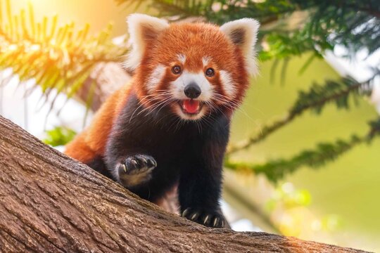 red panda in tree