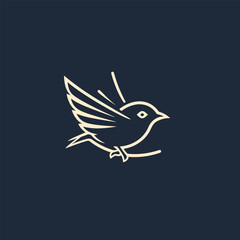 Bird Line Icon Symbol. Bird Logo Stock Vector Emblem Design. Line Drawing.