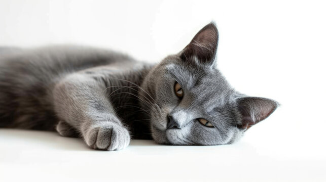 Regal Grey: A Playful Photo of a Grey Cat Isolated on a Clear Background