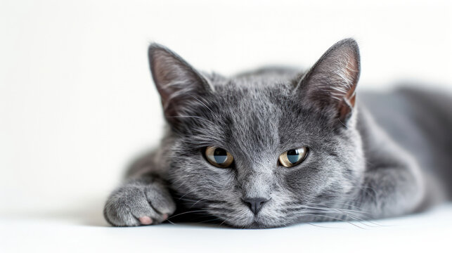Blue Wonder: A Striking Photo of a Blue Cat Isolated on a Crystal-Clear Background