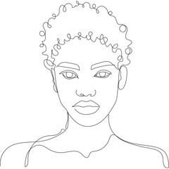 One Line African Young Girl