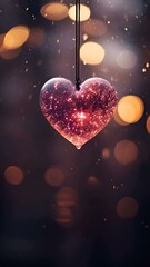 two hearts in the night sky.Two decorative hearts. Background with selective focus and copy space.