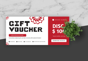 Red and White Geometric Voucher
