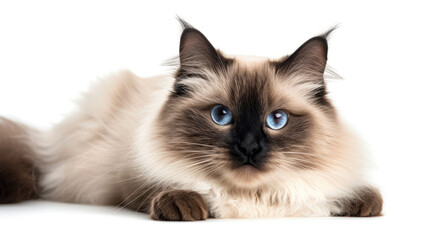A Captivating Portrait of a Birman Cat on a Crystal-Clear Background