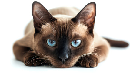 A Burmese Cat's Captivating Close-Up on a Clear Background