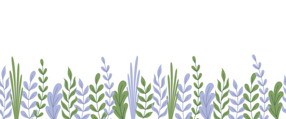 Vector seamless border with flowers