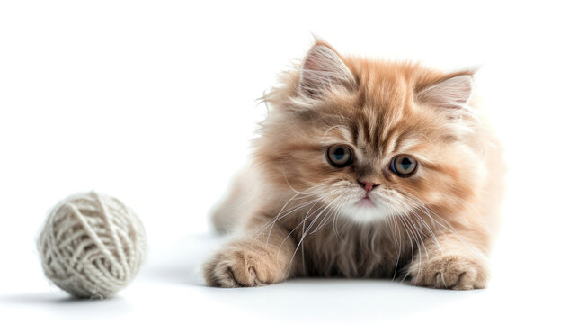 A Captivating Photo of a Persian Cat Enjoying a Toy