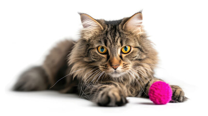 Majestic Hunter: A Captivating Photo of a Norwegian Forest Cat at Play