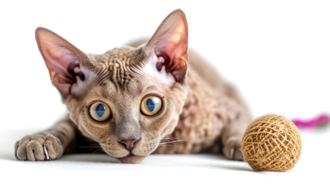 A Playful Devon Rex Cat Captures Your Heart with a Toy