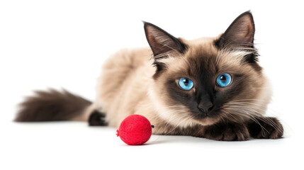 A Playful Balinese Cat Isolated on a Clear Background